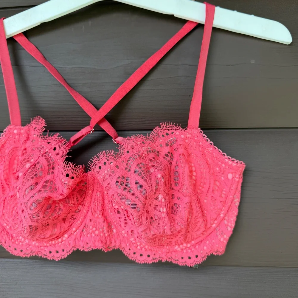 Victoria's Secret Bra Womens 34DD Pink Lace Dream Angels Unlined Balconette